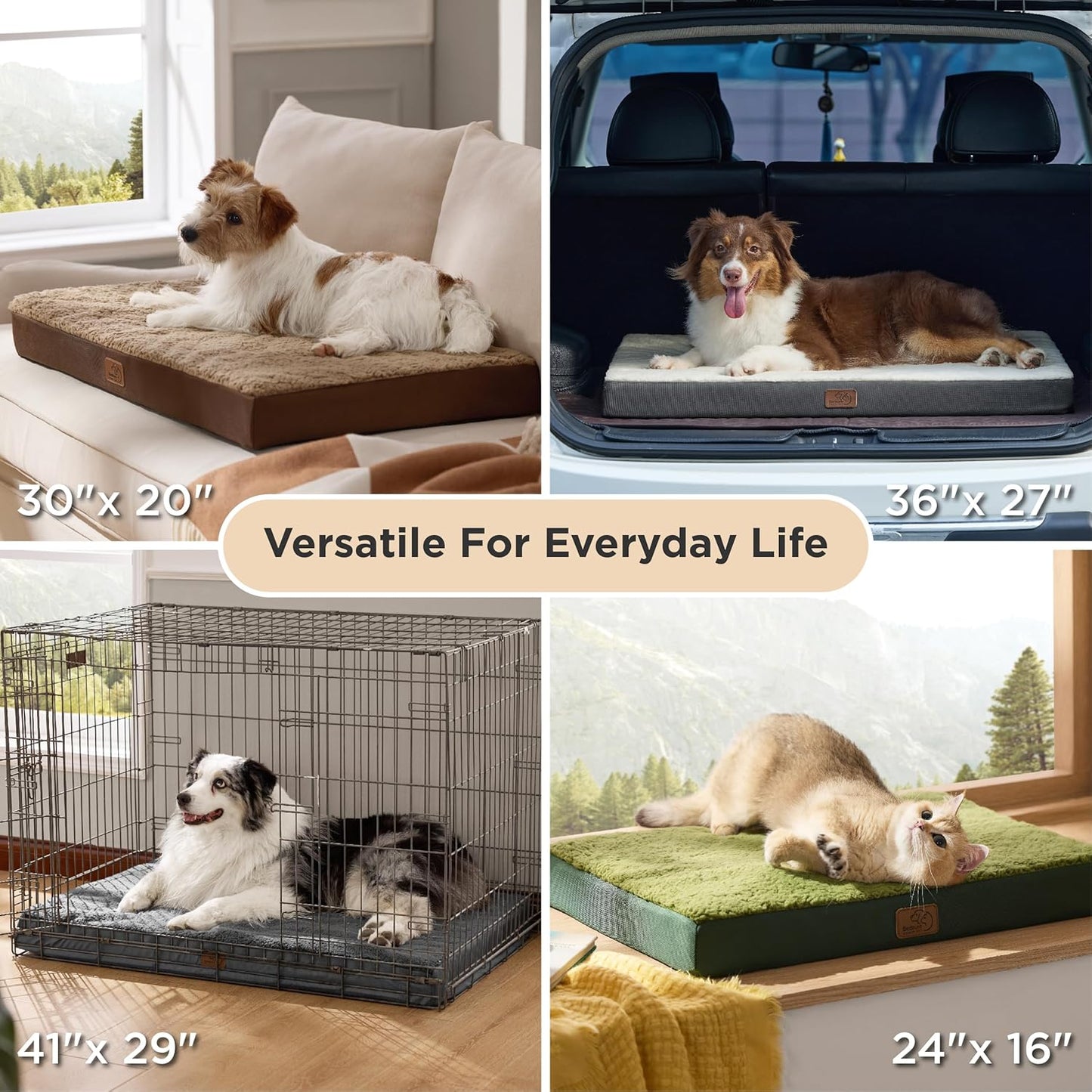 Bedsure XL Dog Beds Large Sized Dog -Comfy Flat Extra Large Pet Beds with Removable Washable Cover, Orthopedic Egg Crate Foam Mat, Suitable for Pet up to 100 Lbs